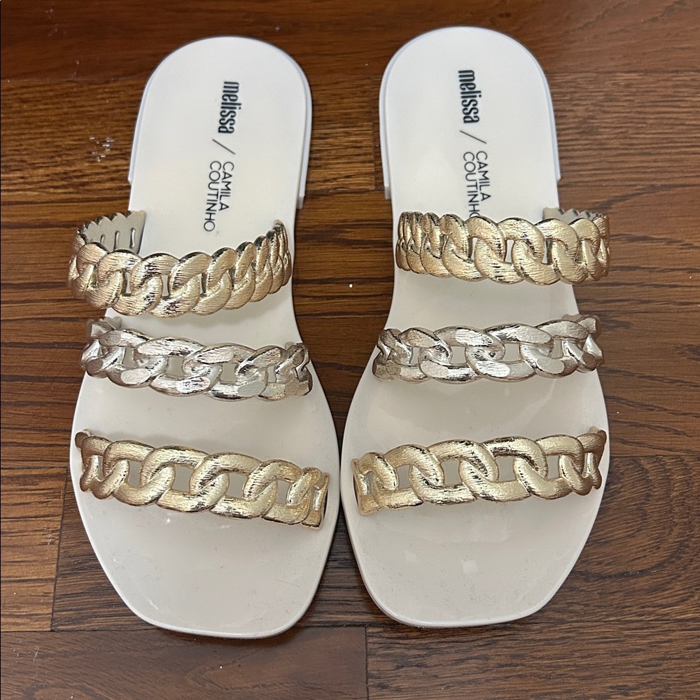 Melissa Metallic Chain Slide Sandals